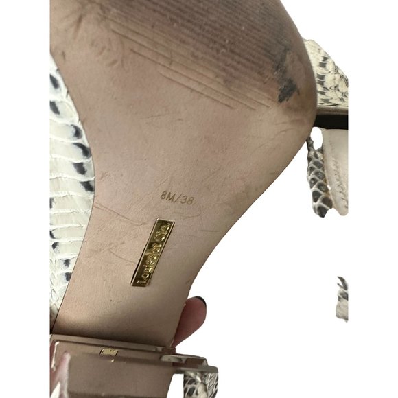 LOUISE ET CIE Snake Print Leather Carved Heels Sandals Size US 8 - Picture 6 of 7